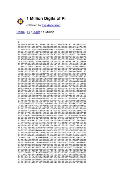 1 million digits of pi|Pi Digit Locator: Instantly Find Pi Digits at Any Specific Position .